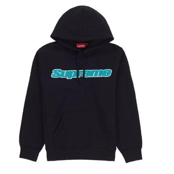 Supreme Chenille Hooded Sweatshirt Size: US Medium Color: Black (NWT) + Bonus